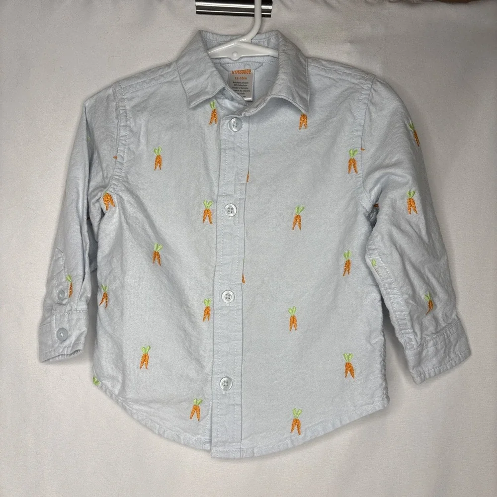 Gymboree Toddler Boy 12-18m Carrot Button Up Dress Shirt‎ Easter Holiday Spring